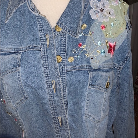 Lane Erica Denim Jacket with floral design XL - Picture 2 of 5